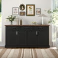 thumbnail image 1 of 63" Fluted Sideboard Buffet Cabinet with Storage,Coffee Bar with 3 Drawers and 4 Doors, Long Wider Modern Accent Buffet Table with Adjustable Shelves for Kitchen, Dining Room,Living Room,Black, 1 of 6