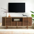 thumbnail image 1 of 63" Fluted TV Stand, Wooden Entertainment Center with Faux Marble Top, Modern Media Consoles for TVs Up to 80", TV Stands Cabinet with Storage & Adjustable Shelf for Living Room Bedroom (Brown), 1 of 14