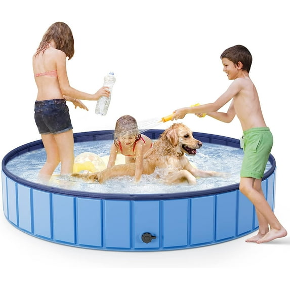 63" Foldable Dog Pet Pool, Stonful Collapsible Dog Pool Pet Bathing Pool Tub Portable Kiddie Pool for Pet Puppy Outside Swimming Pool for Dogs Cats (63" x 11.8")