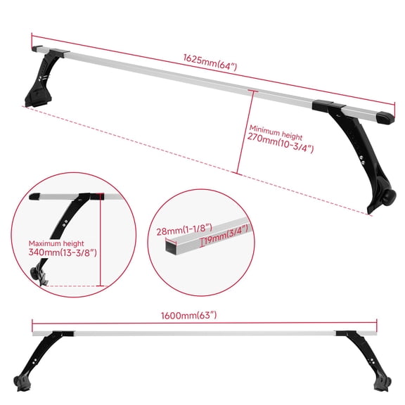63" For Chevrolet Express Van Ladder Roof Rack Crossbars Luggage Cargo Carriers