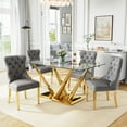 thumbnail image 1 of 63”Glass Dining Table Set for 4,Modern Rectangle Dining Table with 4 Contemporary Velvet Upholstered Dining Chair with Stainless Steel Leg for Kitchen,Dining Room,Office,Small Spaces,Gray, 1 of 7
