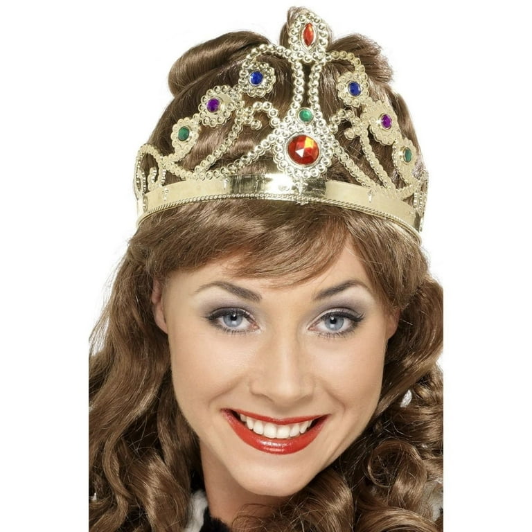 Jewelled Queens Crown Adult Gold Jewelled Queens Crown Adult Gold