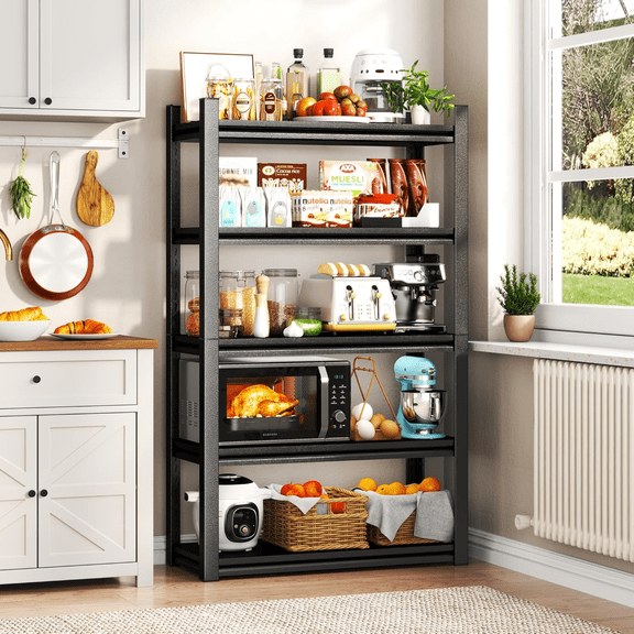 63''H × 28''W Garage Shelving, 5 Tier Heavy Duty Metal Garage Storage Shelves, Metal Shelving,3000lbs Adjustable Standing Shelf and Thickened Double-Layer Posts for Kitchen,Warehouse,Basement