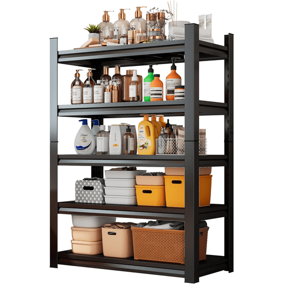 63''H × 28''W Kitchen Storage Rack, Metal Adjustable Shelf, 3000LBS, 5 Tier Shelving Unit, Steel Shelving Rack, Storage Racks for Kitchen Pantry Laundry School Commercial