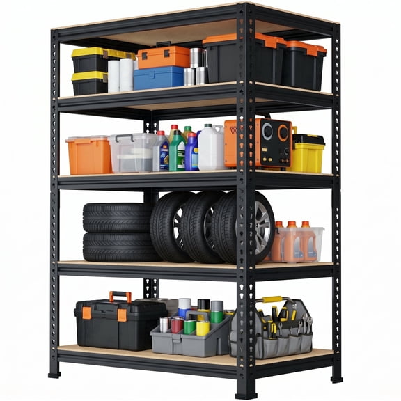 5-Tier Heavy Duty Storage Shelf 32.1" W x 16" D x 62.9" H Adjustable  Rack, Utility Shelving Unit for Pantry Garage Warehouse