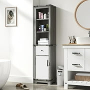 63" Narrow Bathroom Storage Cabinet 6-Tier with Doors Adjustable Shelves Multi-Use Anti-Tip Cabinet for Small Spaces Kitchen Laundry Room Easy Assembly Lightweight 15.6x14.5 Inch
