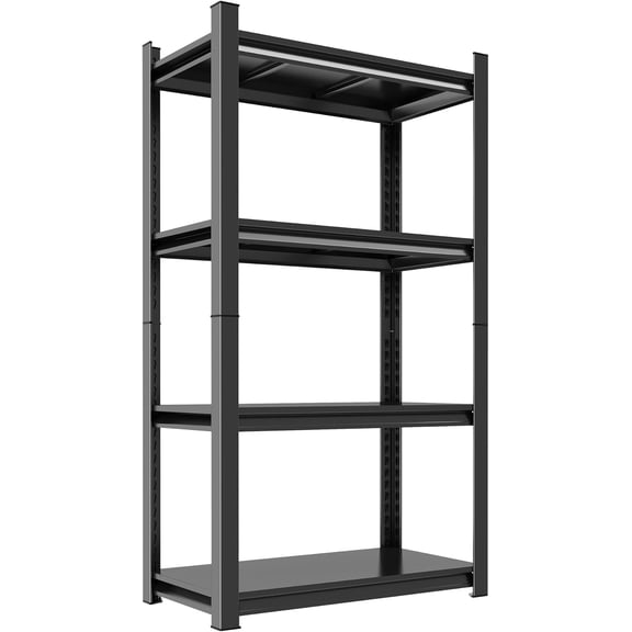 63''H Garage Storage Shelves Heavy Duty Garage Shelving Units, 2400 LBS Steel Shelving, Adjustable 4-Tier Metal Utility Shelf Organizor for Warehouse, Basement, Black (63''H×40''W×16''D)
