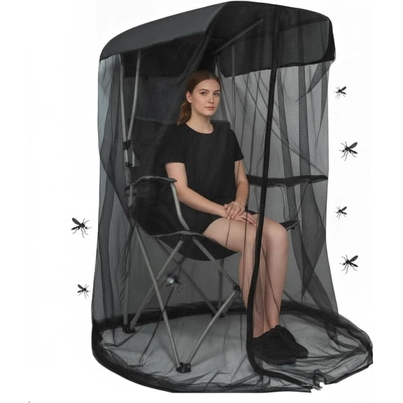 63" H Mosquito Net Cover for Canopy Chair, Bug Barrier Mesh Tent Netting with 32 x 35 Inch Waterproof Roof and Opening Zipper for Fishing Camping Chairs Outdoors, Excluding Chair