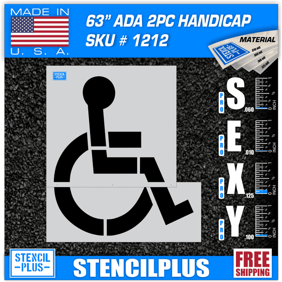 63" Handicap Parking Lot Pavement Marking Stencil Thickness: .100