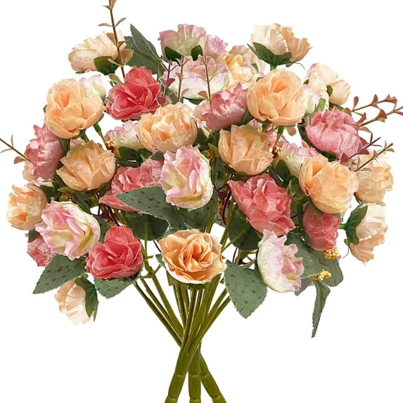 63 Heads Rose Artificial Flowers Bouquet 3 Bundles Fake Flowers for Cemetery Decorations Silk Flowers Fake Rose Home Decor Wedding Bouquet Faux Flower Summer Decor(Purple)