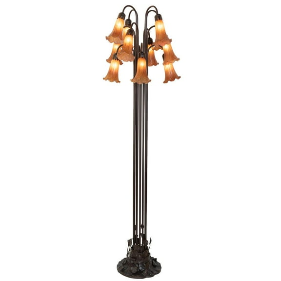 Meyda Lighting 63" High Amber Tiffany Pond Lily 12 LT Floor Lamp