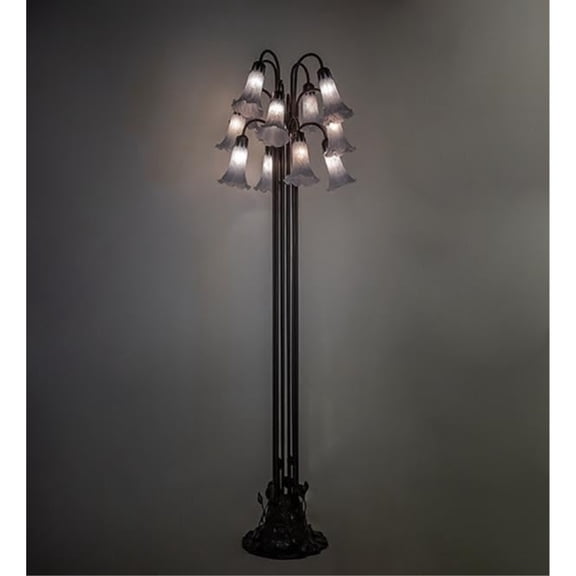 63" High Gray Tiffany Pond Lily 12 Light Floor Lamp
