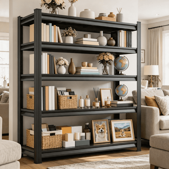 63"Hx40"W Garage Shelving,5 Tier Metal Shelves for Storage,3000lbs Standing Shelf,Heavy Duty Rack with Adjustable Shelf for Warehouse Basement Kitchen Pantry Bathroom Laundry Plant Shoe Book