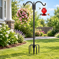 63 Inch 1 Pack Bird Feeder Pole, Heavy Duty Double Shepherds Hook with ...