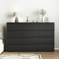 thumbnail image 1 of 63 Inch 12 Drawer Dresser for Bedroom,Modern Wood Dresser Chest of Drawers with Large Storage Space for Bedroom, Sturdy Organizer for Closet, Living Room, Hallway,Black,63"x15.7"x38.5", 1 of 1