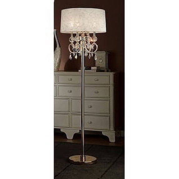 63 Inch Aurora Barocco Shade Crystal Gold Floor Lamp