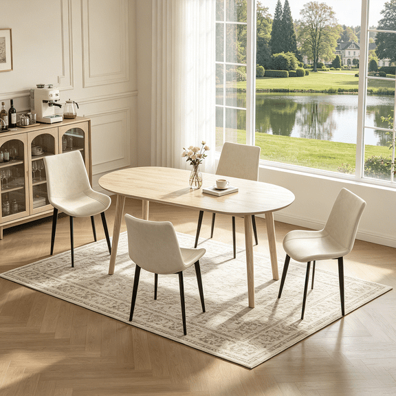 63.2'' Dining Table Set,Modern Kitchen Table with 4 Upholstered Chairs,5 Piece Table Set for Dining Room,Apartment