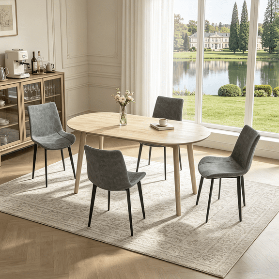 63.2'' Dining Table Set,Modern Kitchen Table with 4 Upholstered Chairs,5 Piece Table Set for Dining Room,Apartment