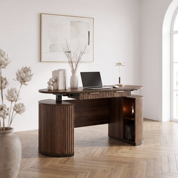 Electrical Computer Layout 63 Inch Electric Standing Desk with Storage, Executive Height ...