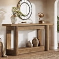 thumbnail image 1 of Finmind 63-inch Farmhouse Console Table, Narrow Long Sofa Console Behind the Couch, 2-Tier Entryway Table for Hallway, Entry, Living Room, Light Brown, 1 of 8