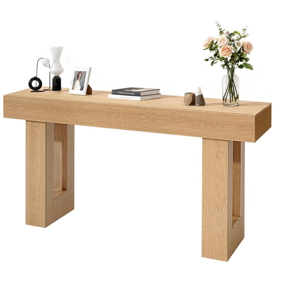63 Inch Farmhouse Style Console Table Wooden Sofa Back Desk Narrow Entryway Side Table for Hallway Bedroom Living Room Foyer Easy Assembly Rough Wood