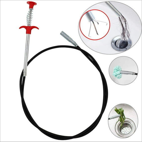 63 Inch Flexible Grabberable Pickup Tool, Retractable Claw Stick, Snake & Cable Aid, Use to Grab Trash Hairs & Drain Auger to Unclog Hair from Drains,Sink, Toilet & Clean Dryer Vents