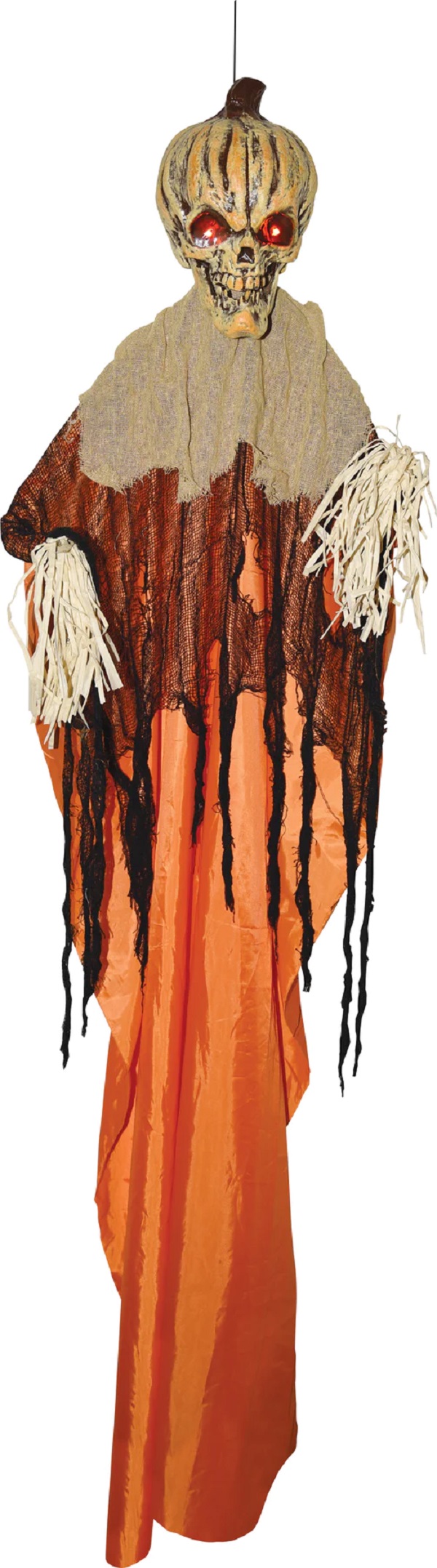 63 Inch Hanging Man w/ Pumpkin Head Animated Lightup Eyes Halloween