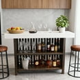 thumbnail image 1 of 63 Inch Home Bar Table with 2-Tier Storage & Footrest, Mini Coffee Bar Pub Table, Kitchen Island for Dining Room, Bistro, Living Room, 1 of 7