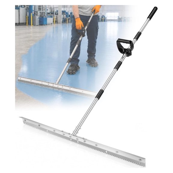 63 Inch Industrial Notched Epoxy Squeegee, 33.4 Inch Wide Adjustable 5-80 Mil Floor Coating Tool for Resin Urethane