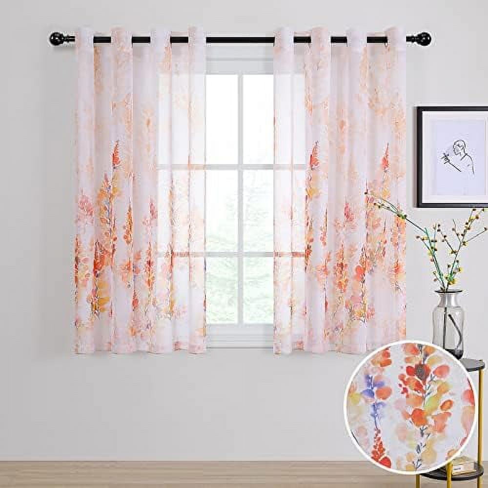 63 Inch Length Long Curtains for Bedroom Blue Floral Curtains for