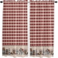 thumbnail image 1 of 63 Inch Long Tier Curtains for Kitchen, American Country Star Retro Red Checked Plaid Bathroom Window Curtains Rod Pocket Short Curtains Window Treatment Tiers for Living Room Farmhouse 2 Panels, 1 of 5
