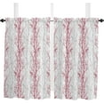 thumbnail image 1 of 63 Inch Long Tier Curtains for Kitchen, Pink Grey Tree Branch Bathroom Window Curtains Rod Pocket Short Curtains Window Treatment Tiers for Living Room Farmhouse 2 Panels, 1 of 1
