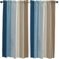 thumbnail image 1 of 63 Inch Long Tier Curtains for Kitchen, Retro Farmhouse Blue and Brown Ombre Wood Grain Bathroom Window Curtains Rod Pocket Short Curtains Window Treatment Tiers for Living Room Farmhouse 2 Panels, 1 of 5