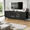 63 Inch Mid Century TV Stand for TVs Up to 75 Inch, Entertainment Center with 4 Slatted Doors, Adjustable Shelves and Cable Management Media Console for Living Room Bedroom