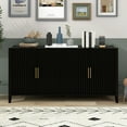 thumbnail image 1 of 63”Inch Modern Wood Accent Buffet Sideboard Serving Storage Cabinet with Large Storage Space, Metal handles & Wood Legs and Shelves for Dining Room, Entryway (Black), 1 of 9