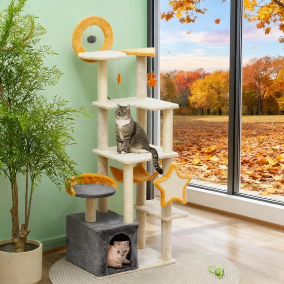 63 Inch Moon and Star Themed Cat Tree