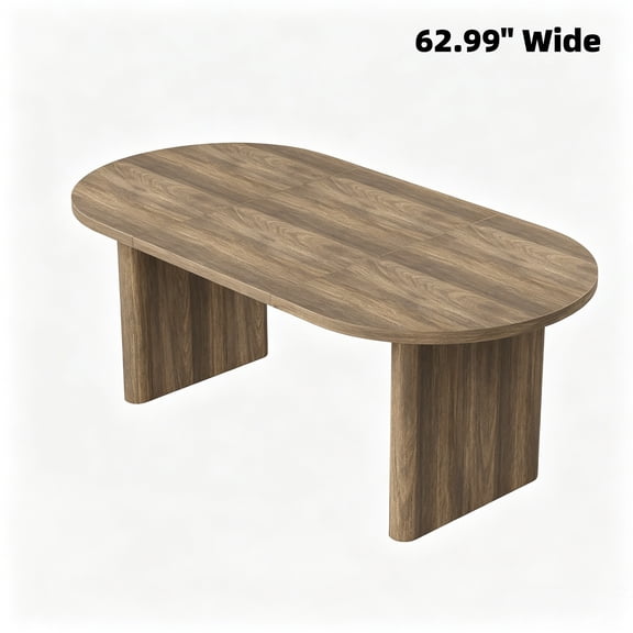 63 Inch Oval Dining Table, Modern Kitchen Table for 4-6 People, Rustic Oak Finish Dinner Table with Thick Sturdy Wooden Base, Easy Assembly for Dining Room Living Room Office (Rustic Pear)