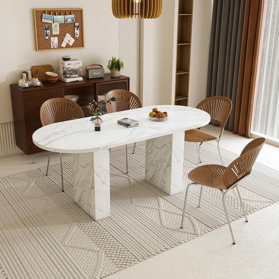 View of GOODSILO Set of 2 Modern Wooden Dining Chairs with Mid Century Design ...