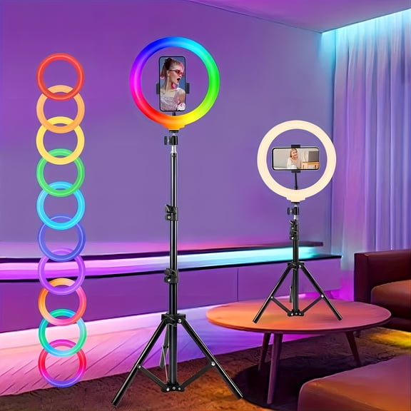 63-Inch Professional Ring Light with 10-Inch Dimmable LED, Adjustable Aluminum Tripod for Streaming, YouTube, , Makeup