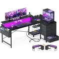 63Inch Reversible LShaped Computer Desk with 4 Drawers Office Desk