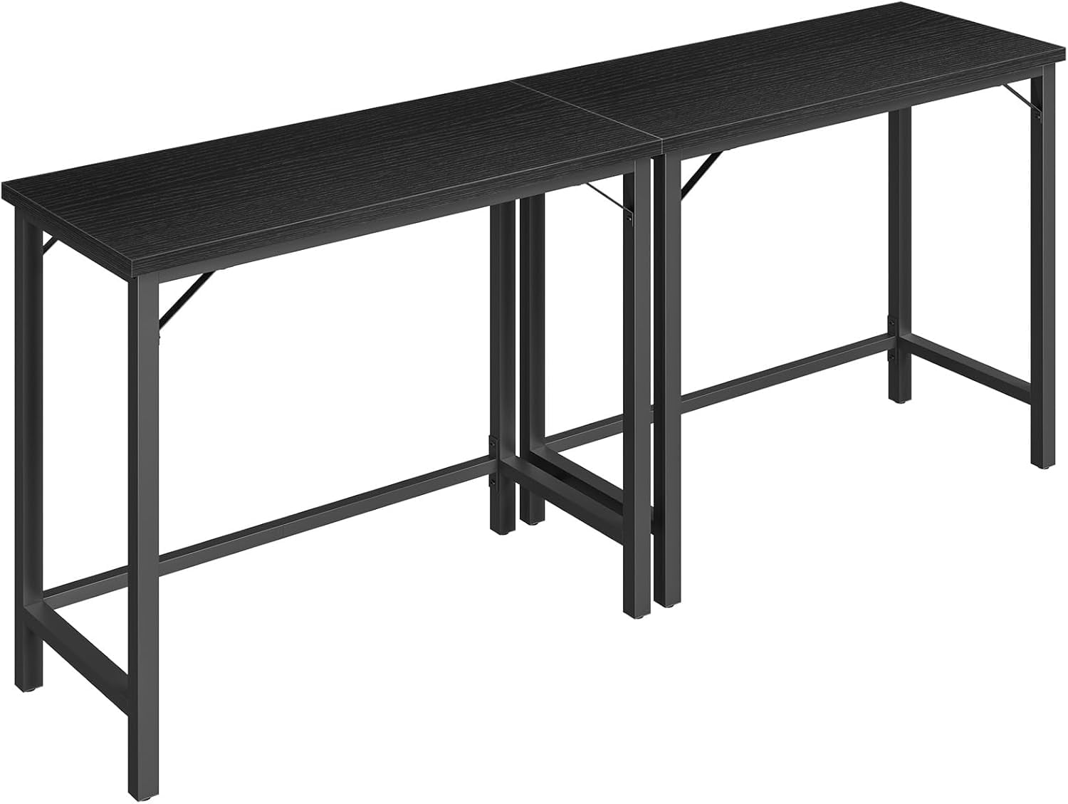 63-Inch Rustic Brown Connectable Pub Table with Sturdy Metal Frame ...