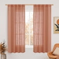 thumbnail image 1 of 63 Inch Semi Sheer Linen Curtains, Light Filtering Panels Back Tab and Rod Pocket Fall Decor Drapes for Bedroom/Living Room, Terracotta, 2 Panels, 34 x 63 Inch, 1 of 9