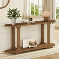 thumbnail image 1 of 63 Inch Solid Wood Console Table, Farmhouse Couch Table Behind Sofa with 2-Tier Shelf for Hallway, 1 of 5