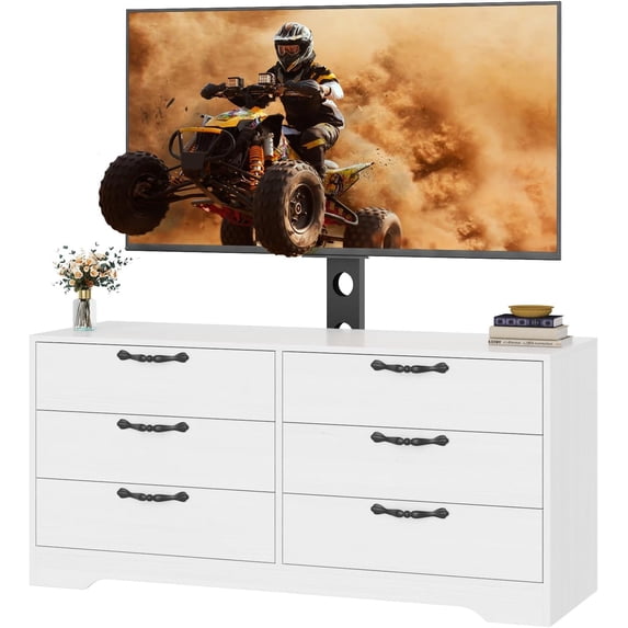 63 Inch TV Stand Entertainment Center with 6 Drawers Adjustable Height for Living Room, Bedroom, Office
