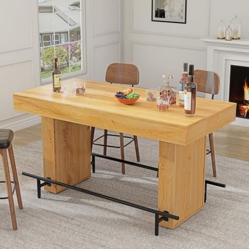63 Inch Wide Bar Table,Counter Height Pub DiningTable for 4-6 People,Farmhouse Rectangular Home Bar Unit for Home Kitch,Dining Room$$Furniture