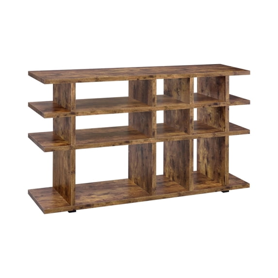 63 Inch Wood Bookcase 3 Tier Divided Shelves Vertical Rustic Brown - Saltoro Sherpi