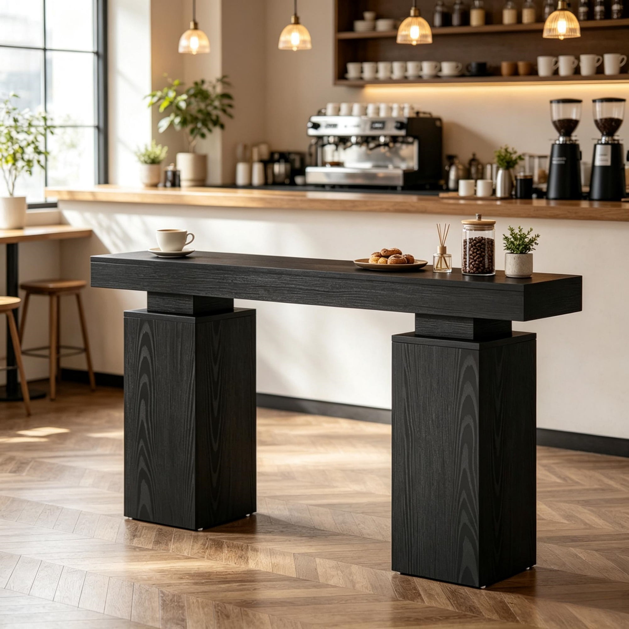 63 Inch Wooden Entryway Table, Console Table Foyer Stand