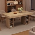 thumbnail image 1 of 63-Inch Wooden Kitchen Table with Dual Side Storage, Dining Table for 6 w/Large Tabletop & Sturdy Frame, Rectangular Dining Table with Double Pedestal, for Dining Room, Dinner, Oak, 1 of 8
