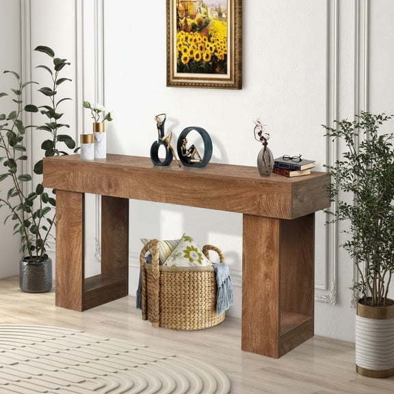 63 Inches Long Console Table, Wooden Entry Table for Entryway, Rustic Sofa Tables Behind Couch, Farmhouse Entryway Tables for Hallway, Living Room, Entrance, Foyer