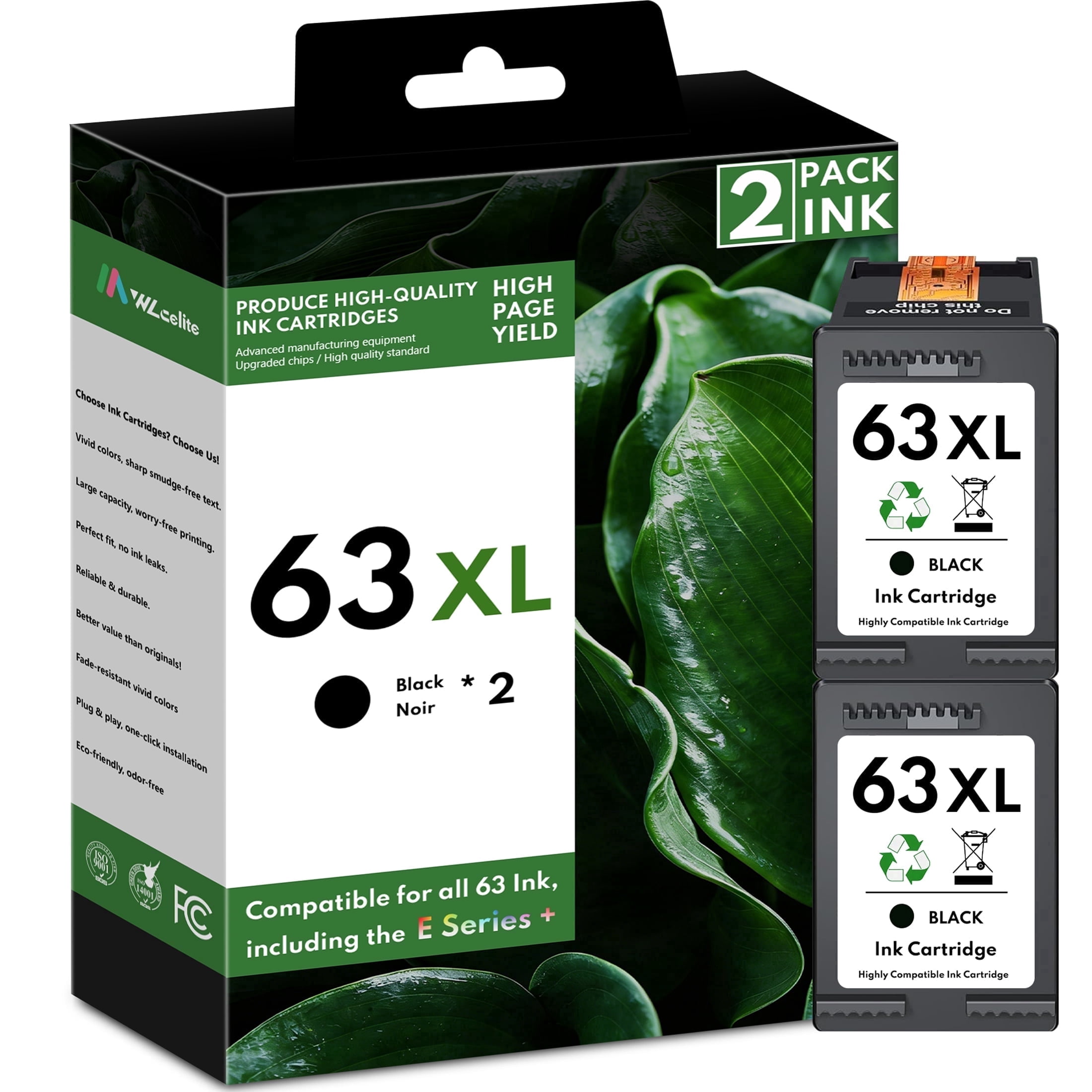 63 Ink 63XL Black Ink Cartridge Compatible for 63 XL Ink Cartridges for ...